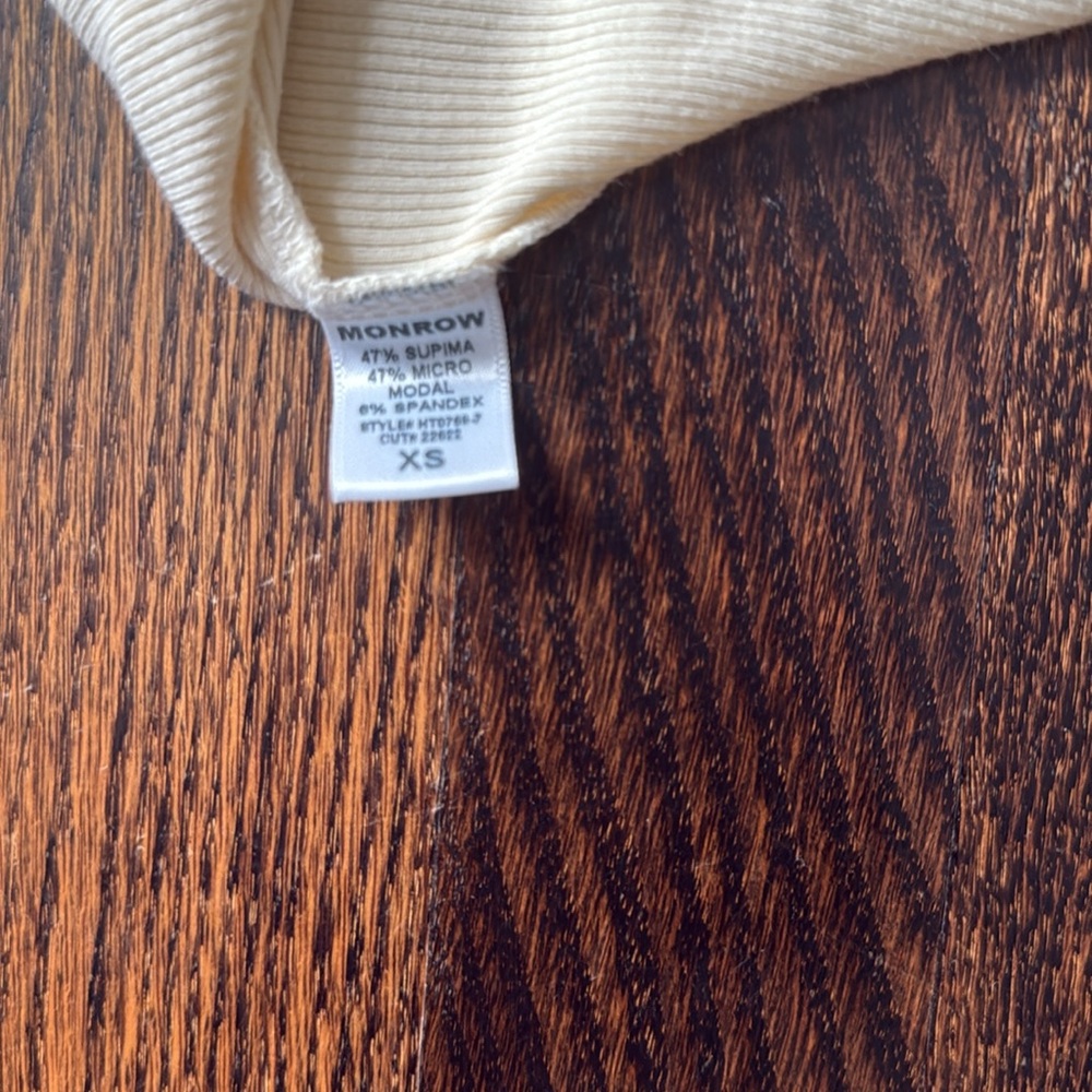 Monrow Cream Ribbed Racerback Tank Top - Picture 5 of 5